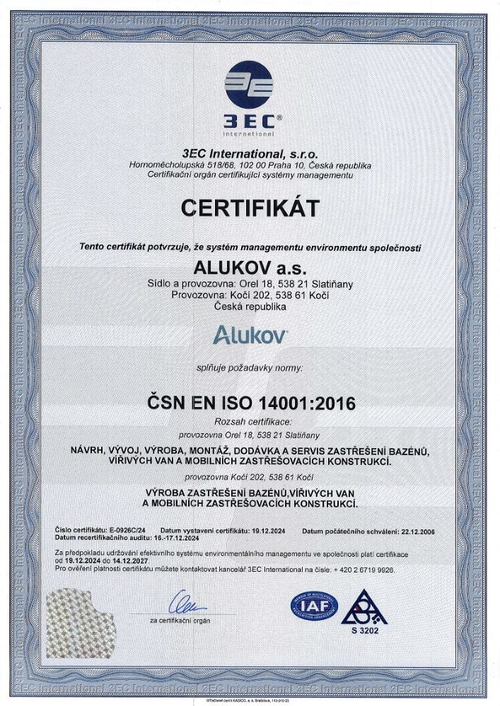 Certifikát ISO 14001