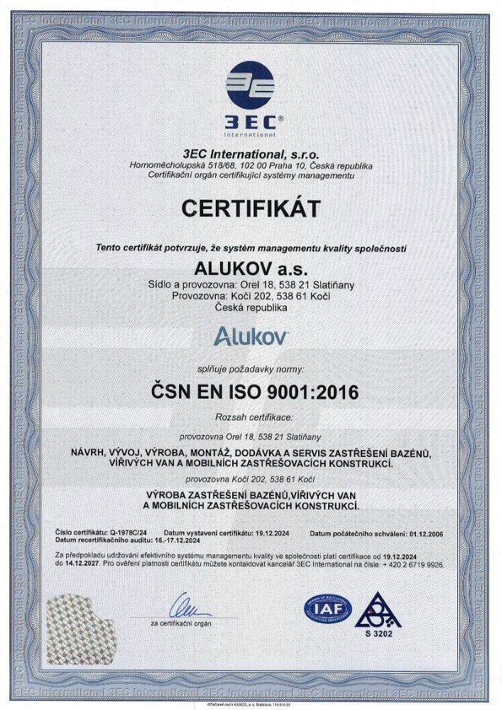 Certifikát ISO 9001